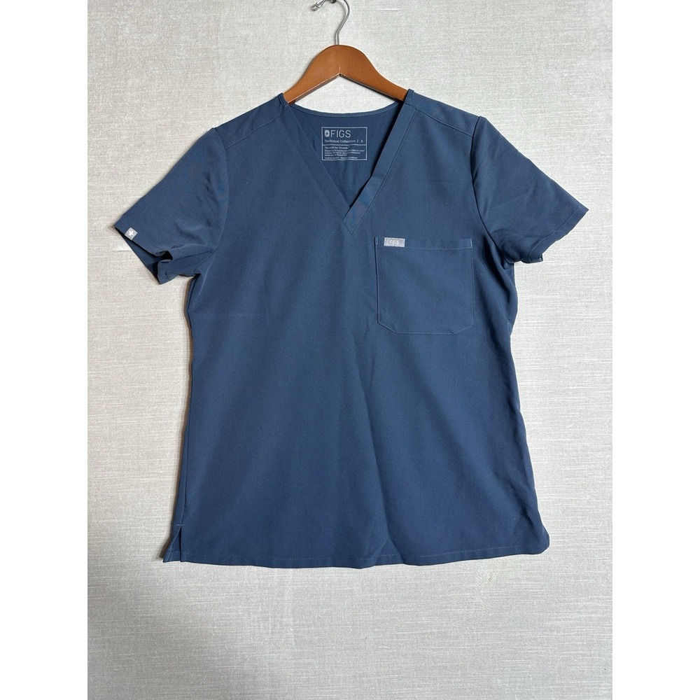 FIGS Womens Scrub Top Small Blue Shirt Technical Collection Pocket V Neck FW1000